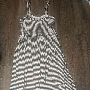 LOFT Navy and White Striped Maxi Dress